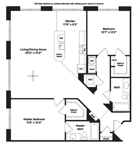 2 bed 2 bath B16b Floor Plan at 800 Carlyle, Alexandria, 22314